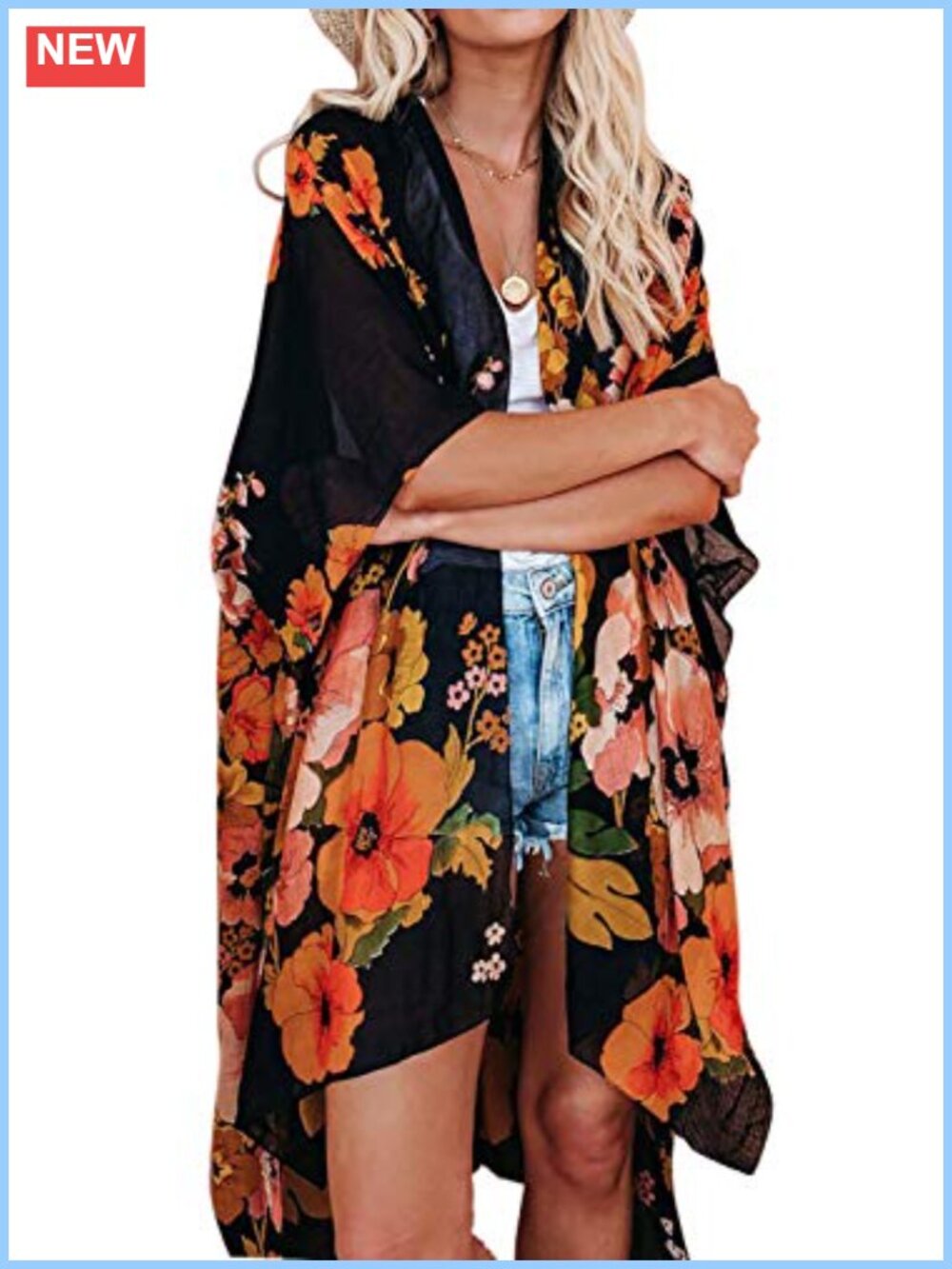 Boho Sheer Chiffon Kimono Cardigan Beach Cover Up Bell Sleeve